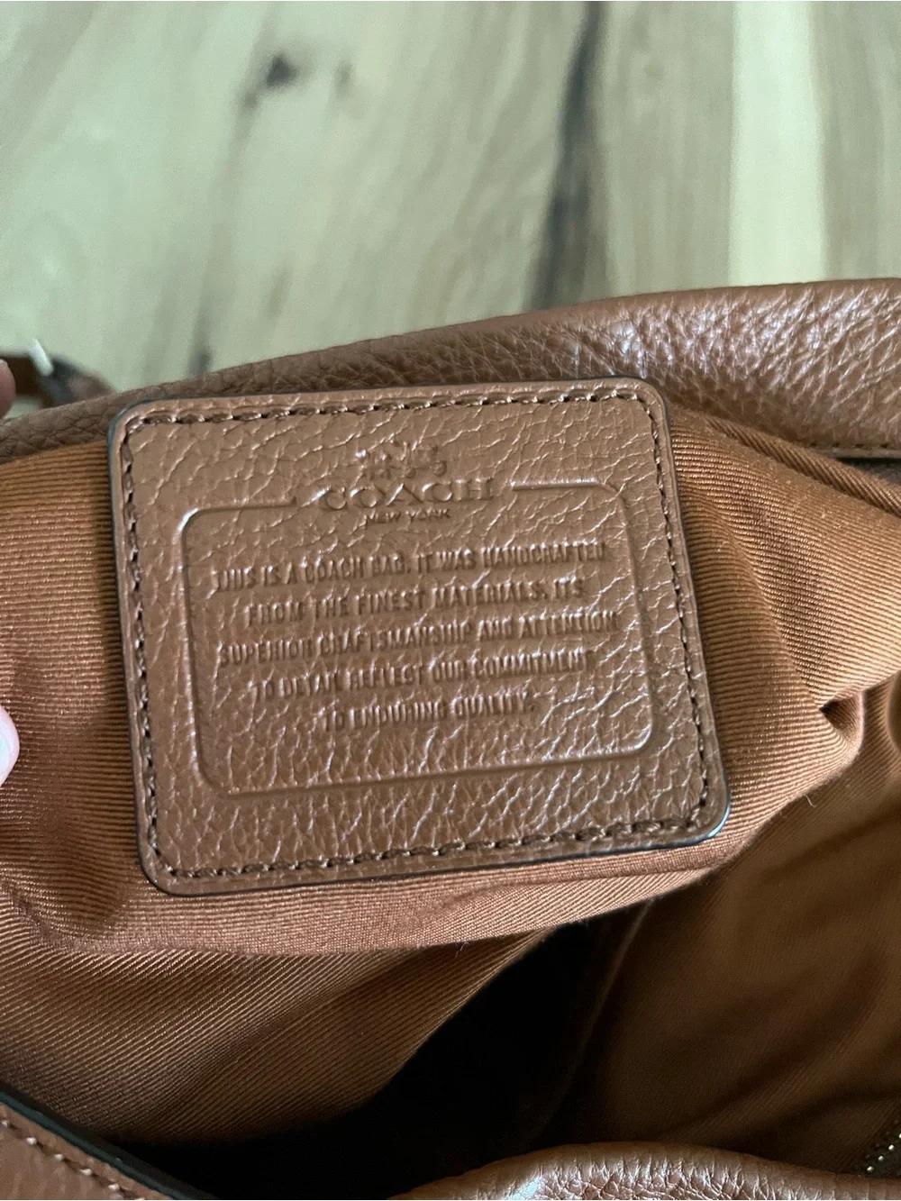 Coach Brown Pebbled Shoulder Bag with Zipper Logo Accent & Inner Pockets